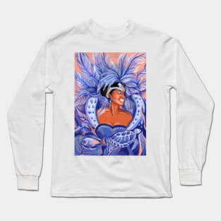 Afro Girl Celebrating Carnival Fashion Print by Cindy Rose Studio Long Sleeve T-Shirt